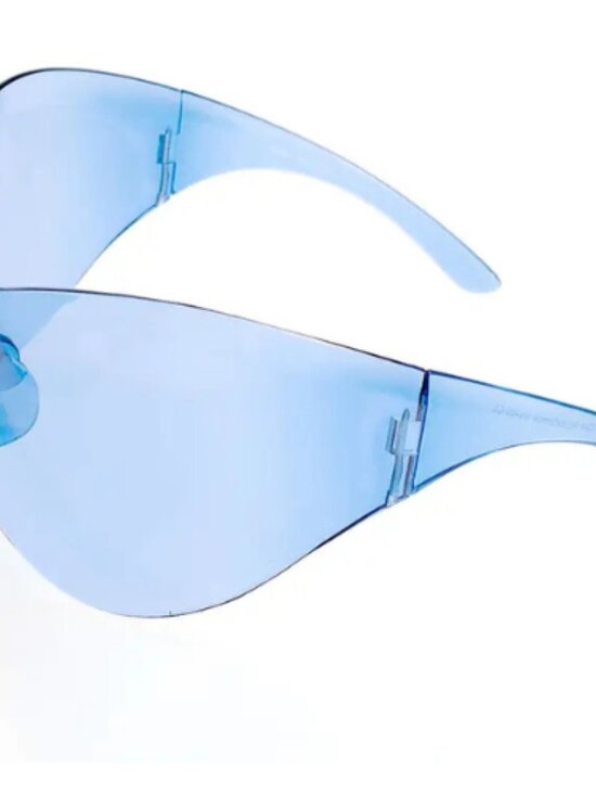 Oversized Blue Shield Sunglasses UV400 Futuristic Visor Shades - Picture 4 of 4